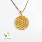 Kwiat Życia z 7 kamieniami pozłacany