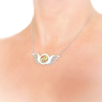 Srebrny naszyjnik z pozłacanym feniksem i szmaragdem, pr. 925