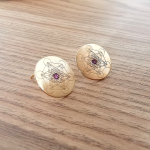 Złote Kolczyki Sześcian Metatrona z ametystami, pr 585, na sztyft