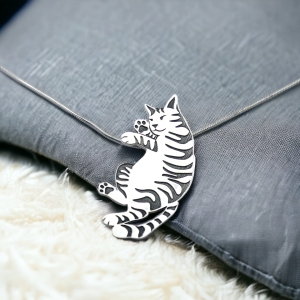 Wisior Kot Pieszczoch, srebro pr.925, 35mm