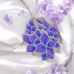 Wisiorek srebrny - Fioletowa Hortensja