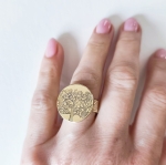 Drzewo Życia - pierścień grawerowany, regulowany, Gustav Klimt