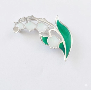 Konwalie - broszka damska 45mm, srebro 925