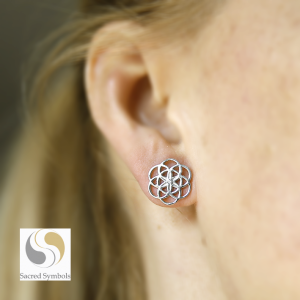 Kolczyki srebrne Ziarno Życia - małe 14mm, na sztyft