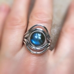 Pierścień z labradorytem, srebro 925, damski, duży